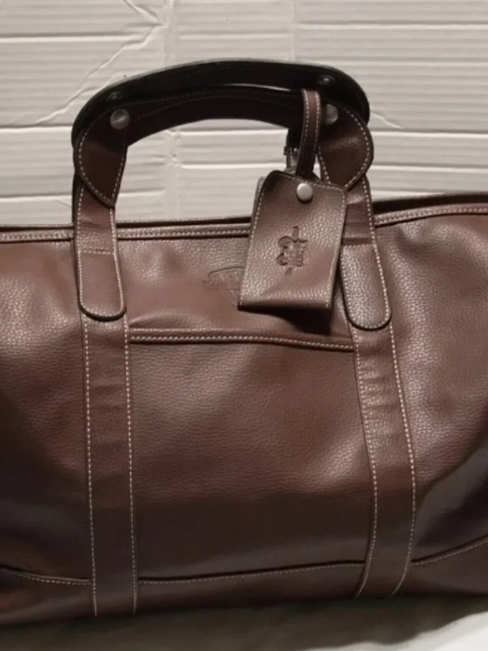 $795 Barrington 360 Brown Pebbled Duffle Weekender Carry On Travel Bag Unixex